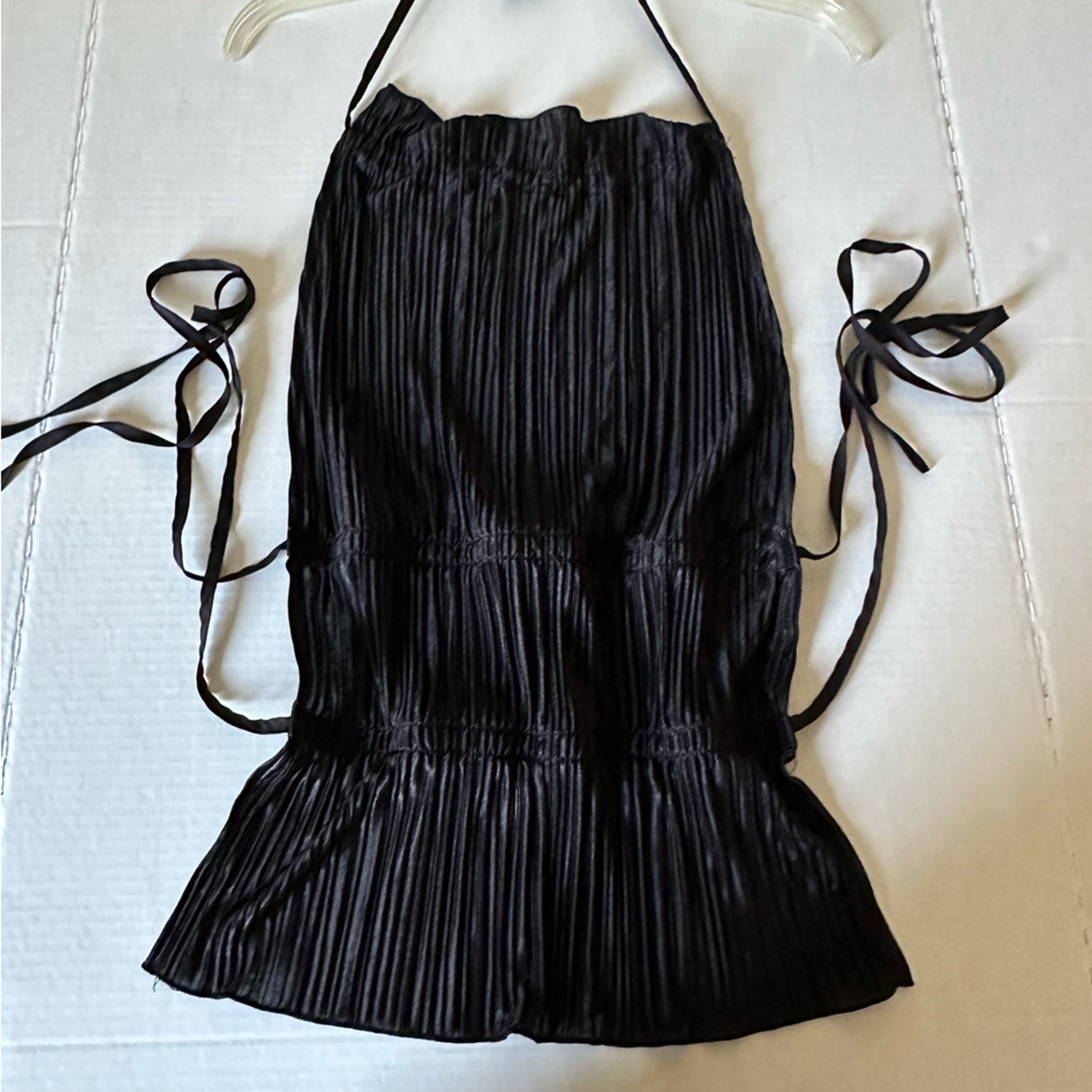 Black Pleated Halter Top